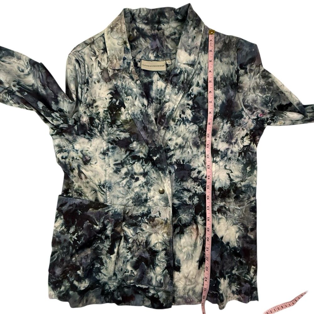 ELEVEN STITCH DESIGN Tie Dye Wrap Pocket Jacket Woman Small Blue Lagenlook USA - Picture 12 of 13